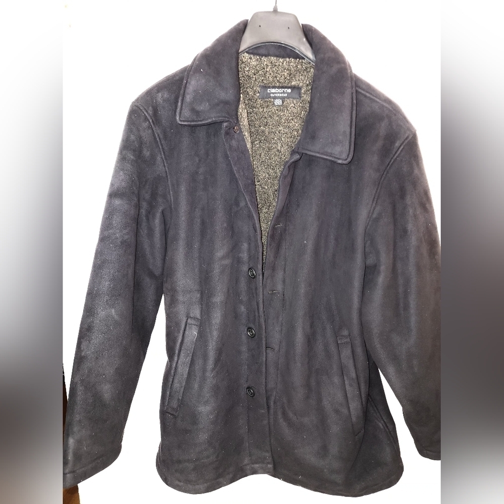 Liz Claiborne men's black suede-look button-up jacket